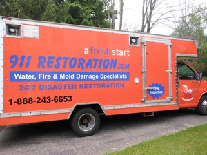 Water Damage Middletown Box Truck Parked At Residential Job Location